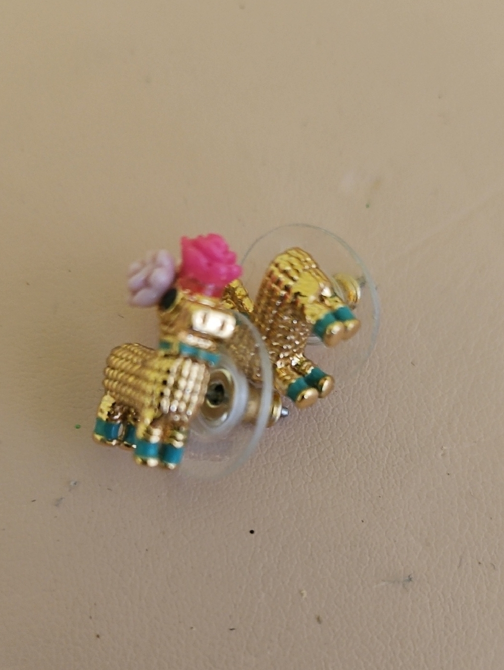 Gold Tone Floral PintaStud Earrings Vintage